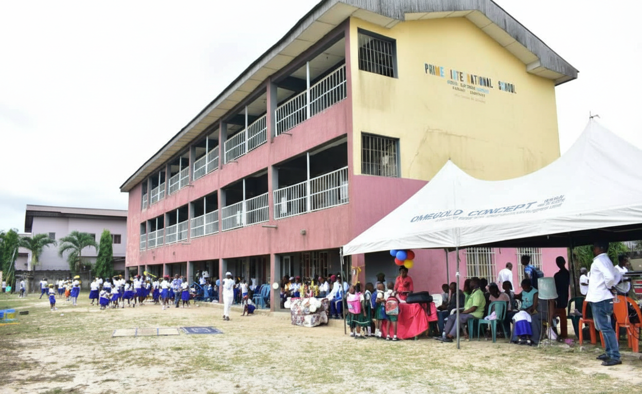 Empty classroom with books and pencils
